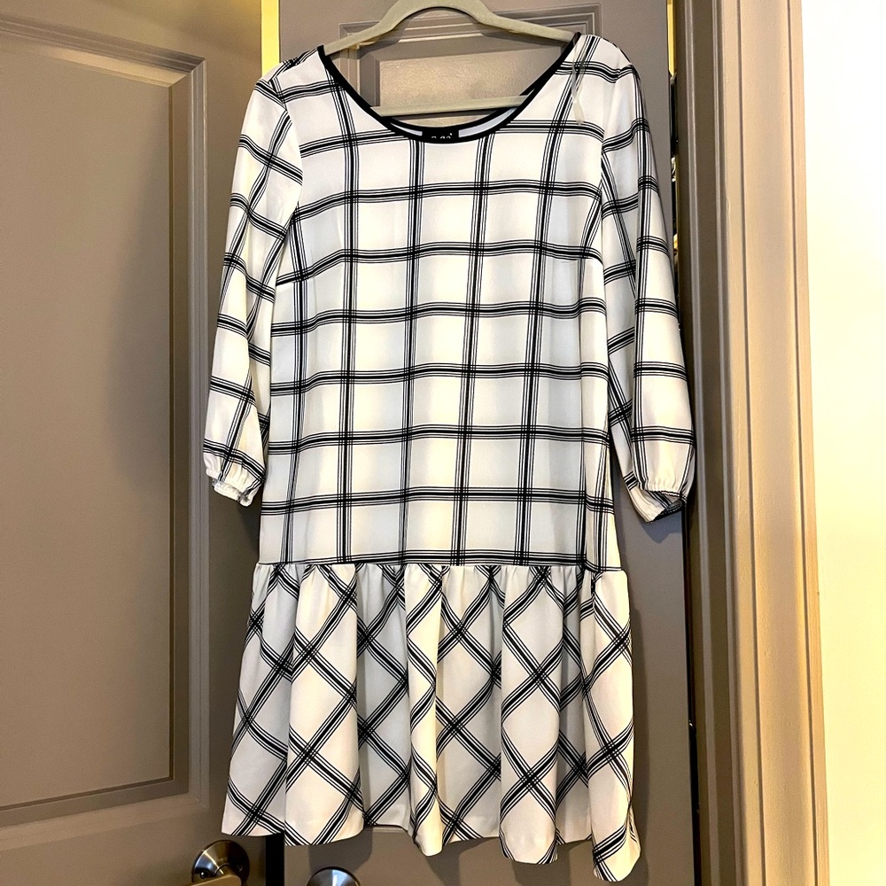 Black and White Plaid Drop waist ECI Dress